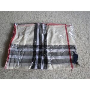 Black & White Silk Viscose Blend Striped Pashmina Shawl Wrap Beige Red 63600-4